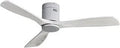 52 Inch Low Profile Ceiling Fan With DC Motor, 3 Carved Wood Blades, Flush Mount, Ultra Quiet Under 30dB, Silver And Grey