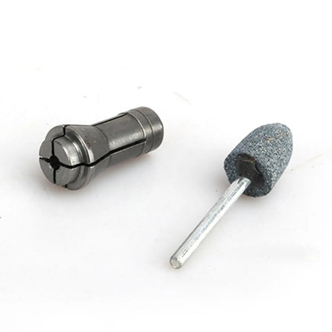Heavy Duty Alloy Collet Chuck For Die Grinders And Pneumatic Engraving Machines Fits 3mm Bits shown with grinding bit.