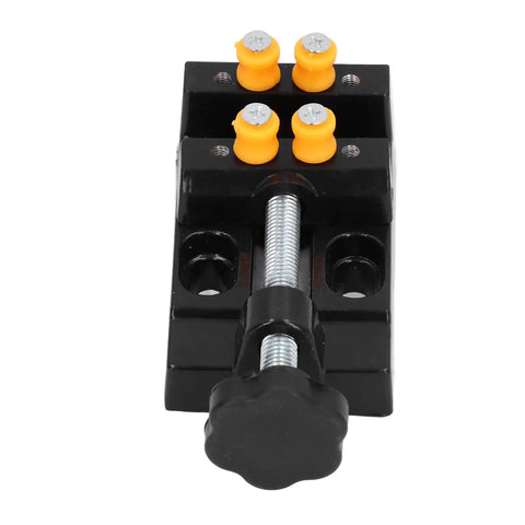 Compact Drill Press Vise Bench Clamp For Woodworking And Metalworking Handy Adjustable Holding Tool With Aluminum Alloy Body 55mm Clamping Range Sturdy Grip Lightweight 122x62x36mm 1 Pack Great For Clean Precise Drilling Polishing Engraving, top view