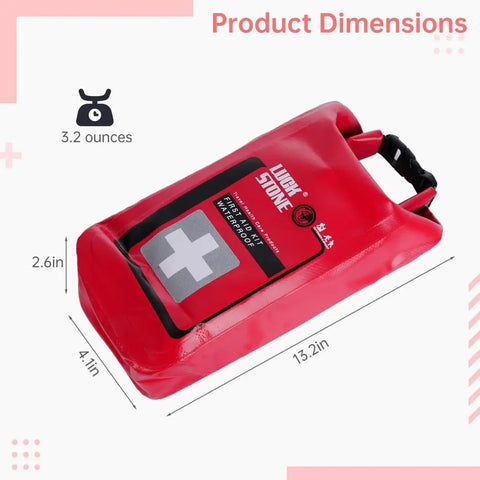 Must Have Waterproof Emergency Kit For Boating And Outdoor Adventures With Top Roll Storage And Buckles, red PVC dimensions