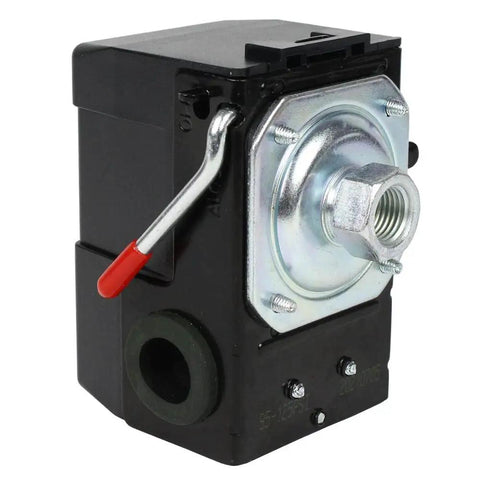 Heavy Duty Air Compressor Pressure Switch 95-125 PSI Single Port 26A Replacement With Pro Grade Quarter Inch Compression Unloader Valve