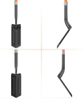 Heavy Duty Trench Shovel For Digging With 56 Inch Orange Fiberglass Handle And Narrow Spade, V Cut High Strength Steel, shown from multiple angles