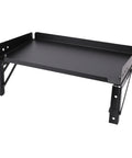 No Fuss Heavy Duty Fold Down Garage Wall Shelf built hella sturdy with alloy steel to grip power tools and gear.