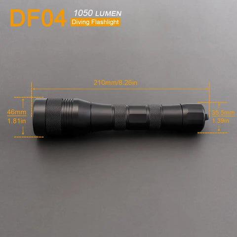 Wide Angle Underwater Dive Light With 120 Degree Beam, 1050 Lumen LED Torch For Scuba Photography And Video, Depth Rating 150m