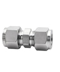 Heavy Duty Stainless Steel Compression Union Fitting 1/16 To 1 Inch Tube OD 316L Equal Coupler With UNF Nut Lock 6000 PSI