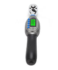 Hot Digital Torque Wrench 3/8 Inch Electric Tool, Accurate Chrome Steel With Light Blue Backlit Display, ±2% Precision For Motorcycle And Bike Repair, Tightening Bolts With Ease, showing front view with display.