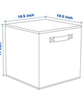 Diagram showing dimensions of Foldable Fabric Storage Cubes Set For Closet And Toy Organization, 6 Pack Pink Cloth Bins.