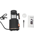 Electric Coffee Bean Roaster Machine With Programmable Temperature Settings Led Display And Measuring Cup For Fresh Home Roasting That Hits Different Every Single Time on display with instructions and measuring cup.
