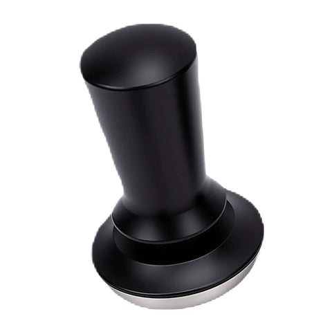 51mm Espresso Distributor And Tamper Set With Spring Loaded Action, black stainless steel design, perfect for home brewing.