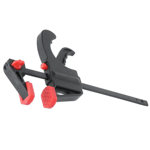 Heavy Duty Pipe Clamp For Woodworking With One Handed Trigger Quick Release And High Hardness Resin And A3 Steel Construction in black and red