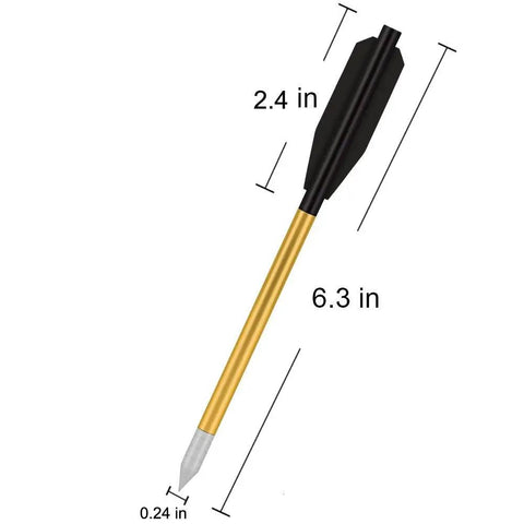 Mini Crossbow Bolts 6.3 Inch Aluminum Arrows For 50-80 Lbs Pistol Crossbow, black fletching and sharp steel tip, dimensions shown