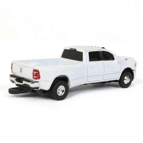 Ram 3500 Die-Cast 1/64 Dually Pickup White Collect N Play Toy Truck For Kids And Collectors rear view, white finish, durable model