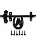 Heavy Duty Steel Barn Stall Door Latch In Black, Left Or Right Handed, Decorative Horse Stall Hardware with screws, Made In USA