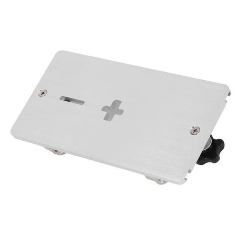 Solid As A Rock 6061 Aluminum Alloy Electric Jig Saw Flip Board And Router Table Insert Plate for Woodworking, angled view.