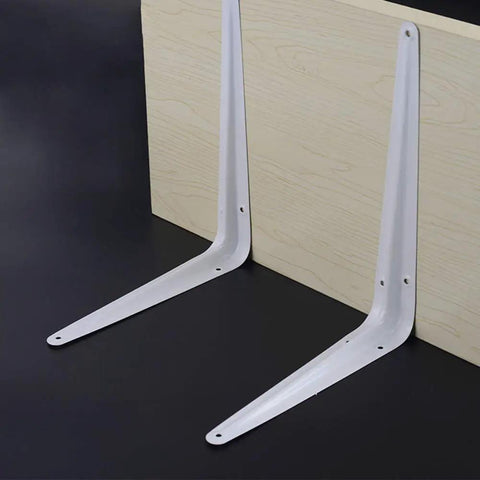 Heavy Duty L Shaped Shelf Brackets Set Of Four Built Like A Tank Rock Solid Metal Corner Supports For Wall Mounted Shelving, white iron brackets.