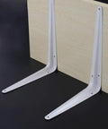 Heavy Duty Wrought Iron Shelf Brackets Four Pack White Metal Corner Supports For Wall Mounted Floating Shelves side view on black background