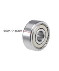 uxcell R4AZZ deep groove ball bearing, side view, 1/4 by 3/4 by 9/32 in, shielded