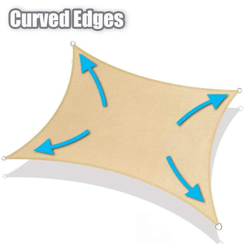 Sun Shade Sail Sand Yellow Rectangle 12Ft By 15Ft Permeable Garden Canopy with curved edges and UV blocking HDPE.