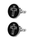 Cross Cufflinks For Men Black Titanium Steel Dress Accessories Durable Shirt Buttons for Business And Formal Wear Dope Style