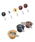 Assorted colors of two piece cam lock pins from Two Piece Cam Lock Pins Kit 100 Pack Built In Cabinet Shelf Supports And Brackets For Easy No Sweat Furniture Assembly Interlocking Wood Panels Durable Alloy Metal Hardware For Bulk Projects, shown with screws