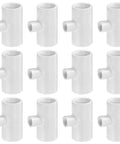 Twelve Piece Automatic Chicken Waterer Pvc Pipe Tee Fitting Kit For Large Coop Heavy Duty Leakproof Threading showing white PVC tee connectors