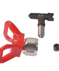 Reversible 517 tip for Heavy Duty Airless Paint Spray Gun With 3600 Psi Max Pressure, featuring red handle and nozzle.