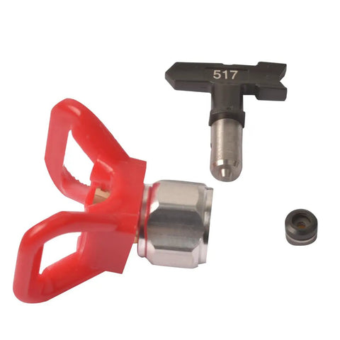Reversible 517 tip for Heavy Duty Airless Paint Spray Gun With 3600 Psi Max Pressure, featuring red handle and nozzle.
