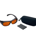 Professional Grade Kickass Laser Safety Glasses With Hella Od5 Plus Eye Defense Across One Hundred Ninety To Eleven Hundred Nanometer Wavelength Range For Spa Studios And Beauty Clinics In Classic Orange Lens with case and cleaning cloth