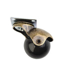 Four Pack Of 1.5 Inch Gold Ball Caster Wheels For Sofas And Ottomans Featuring Smooth 360 Degree Swivel Casters To Roll Furniture Around Home Without Breaking A Sweat Or Scratching Floors Ever, showing a single black ball caster wheel.