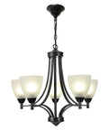 Dope Modern Farmhouse 5 Light Black Chandelier For Dining Room Kitchen And Living Room Industrial Rustic Pendant Light With Frosted Glass Shades