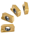 APKT1604 TiN Coated Carbide Inserts For Steel Machining, 10 Pc Set, ISO APKT160408, 0.366 Inch IC, close-up view