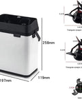 Electric Coffee Portafilter Cleaner With Built In Knock Box For Espresso Stations, 258mm tall, sleek white and black design.