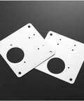 8 Piece Hinge Repair Plate Kit in Brushed Stainless Steel for Cabinets with mounting screws and bracket set, two plates shown