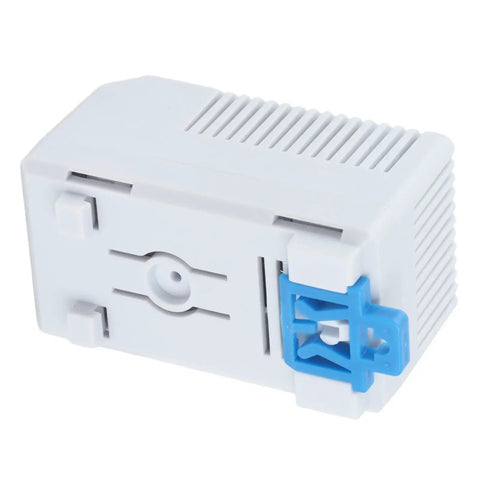 Adjustable 0-60 C Mechanical Thermostat With Normally Closed Switch For Heaters Fans And Control Circuits Rotary Dial Temperature Control For Precise Activation Trigger Easy Dial Setup Auto Shutoff And Safe Startup. White plastic DIN rail thermostat side view