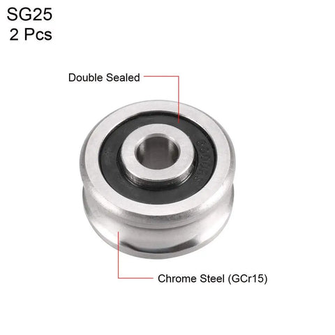 Deep U Groove Ball Track Guide Bearing 8mm X 30mm X 14mm Double Sealed Chrome Steel Bearing GCr15 ABEC 1 P0 Z2 low noise 2 pack