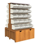 Heavy Duty Double Sided Storage Shelves With Cabinet, Five Tier Metal Shelving Unit For Garage, Tough Wood Finish Rack with bins