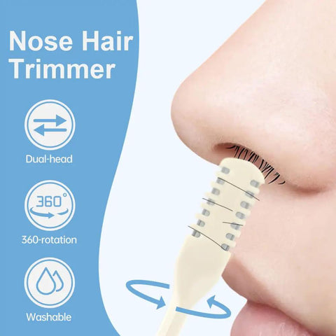 2 In 1 Nose Hair Trimmer Kit With Double Sided Cutter And 360 Degree Rotation in use for nasal grooming, showing close-up detail.