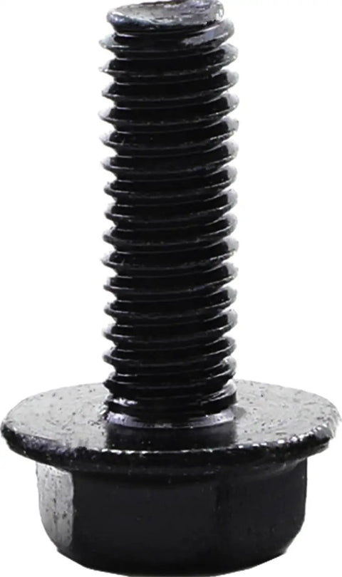 Single black M6 flange bolt from the Stainless Steel Black License Plate Screws 4 Pack With M6 Flange Bolts Frame Fasteners