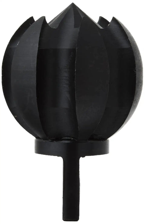 One And A Half Inch ClogChopper Drain Cleaning Tool For Pipes, black metal head, surface cutting edges, front view
