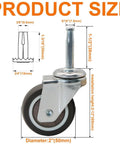 2 Inch Rubber Swivel Caster Wheels Set Of Four With Grip Neck Stem Sockets Five Sixteenth By One And A Half Inch diagram