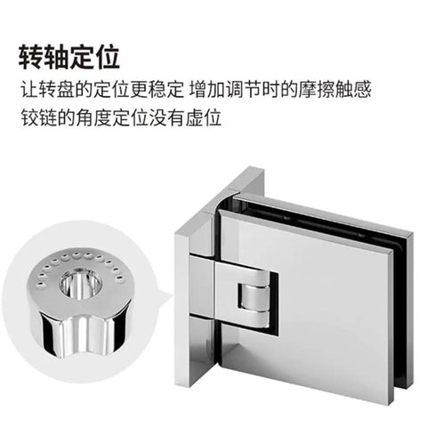 Badass Brass Frameless Shower Room Glass Door Clamp With Top Shelf Chrome Finish For Bathroom Adjustable Ninety Degree Pivot Hinge showing detailed hinge mechanism.