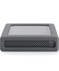 Kickass Dual Bay USB C Enclosure For Two Point Five Inch SATA Drives featuring grey casing and vented front for airflow.