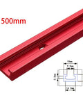 Beefy Aluminum T Track Miter Jig for Woodworking 300 to 600mm Range, T Slot Router Table Fixture in red, 500mm length shown.