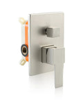 Two Way Shower Diverter Valve Kit With Brushed Nickel Finish Wall Mount Dual Function Shower Mixer One Handle Control Easy Install Replacement Rough In Valves Included - Side View