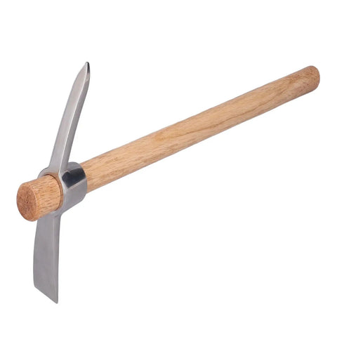 Dual Head Stainless Steel Pick Axe Garden Tool With Wood Handle Mattock Hoe For Potted Plants And Yard Work Rust-Resistant Durable Garden Tool For Digging Chopping Weeding And Versatile Landscaping
