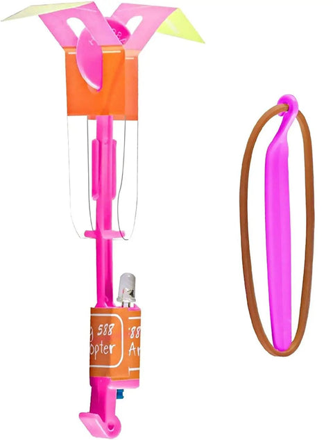 Cool LED Light Up Helicopters Slingshot Flying Toys Multicolor Pack Of 12 For Outdoor Play Bright LEDs That Fly Up To 100 Feet Easy To Use