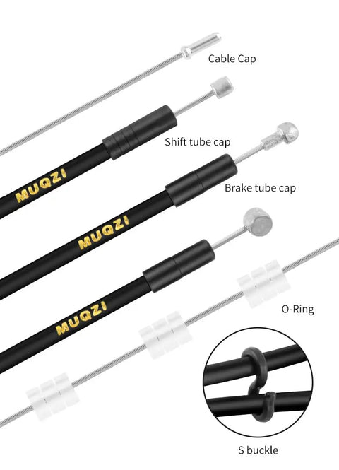 Universal Bicycle Brake Cable And Shift Cable Kit With Housing, End Caps And O-Rings for smooth shifting, braking, easy install