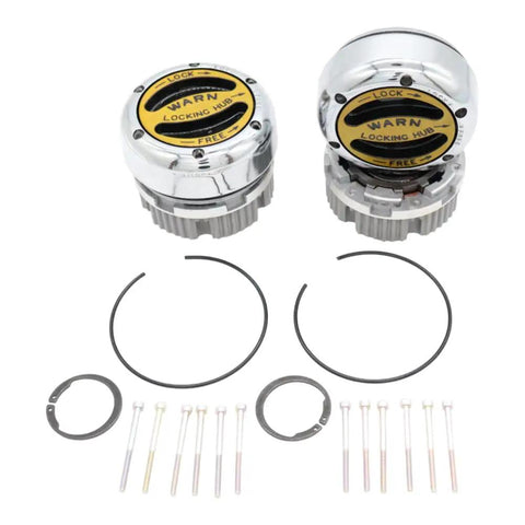 Premium Manual Locking Hub Kit With 19 Spline Fit Zinc Aluminum Dial Dual Seals Chrome Finish and installation hardware