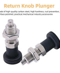 Heavy Duty Stainless Steel Spring Plunger With M12 Retractable Ball Nose Thumb Wheel And Easy Pull Knob For Straight Shots On Precision Clamping Gritty Shop Tough Setup, featuring a return knob plunger.