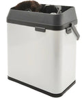High Speed Electric Portafilter Cleaner With Knock Box 150W 300RPM Espresso Brush Includes 2 Scrapers For Home Cafe Quick Wash Down Your Gear No Sweat Barista Essential White, sleek white container with brushes.